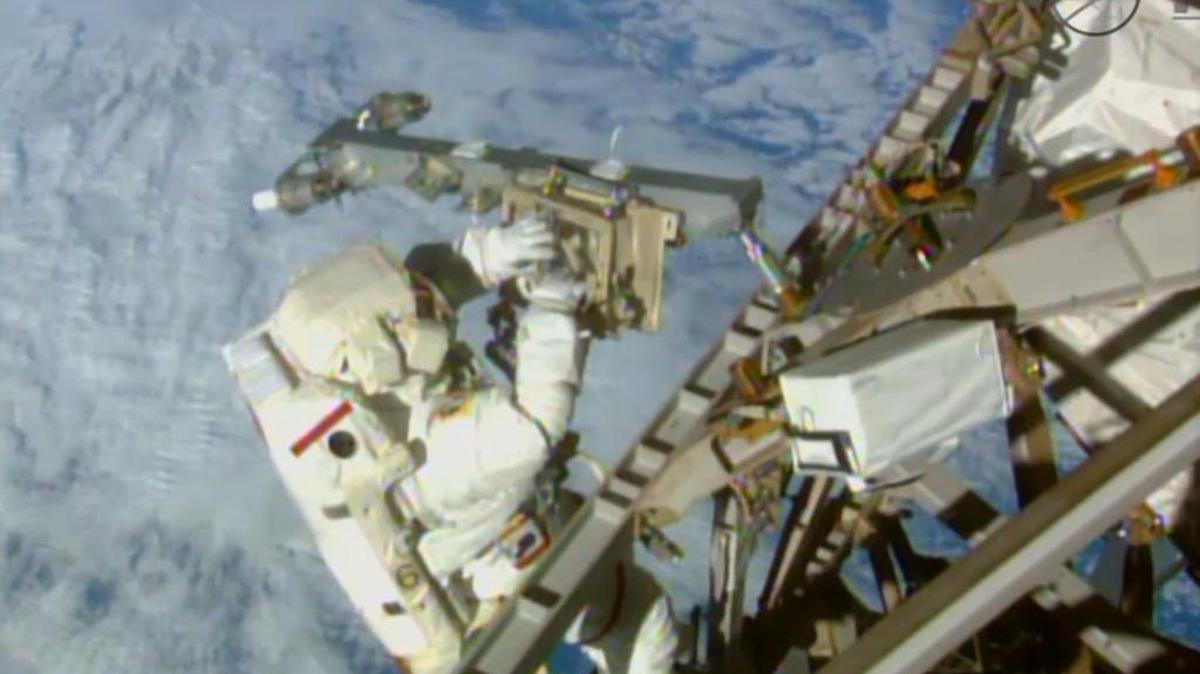 In this image made from video, astronaut Terry Virts installs an antenna and boom during a spacewalk outside the International Space Station last year. On Friday, NASA announced it received a record number of applicants – some 18,300 – for its next astronaut class. That’s more than double the previous record of 8,000 for the first space shuttle astronaut class in 1978.