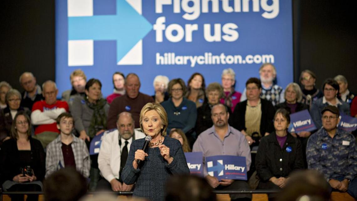 Democratic presidential candidate Hillary Clinton speaks during a campaign event Tuesday in Decorah, Iowa.