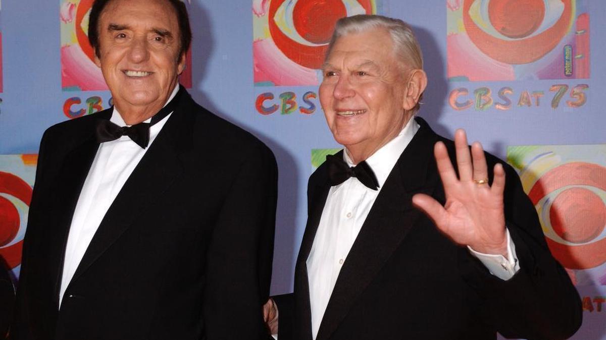 Jim Nabors got his big start playing Gomer Pyle on “The Andy Griffith Show.” Here, Nabors and Griffith join CBS's 75th anniversary celebration Nov. 2, 2003, in New York.