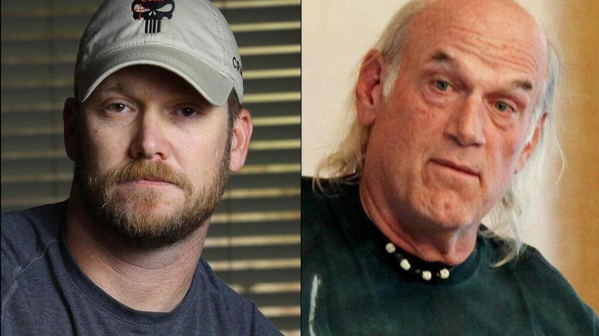 This combination of file photos shows Chris Kyle, left, former Navy SEAL and author of the book “American Sniper,” on April 6, 2012, and former Minnesota Gov. Jesse Ventura, right, on Sept. 21, 2012. A federal appeals court has thrown out a $1.8 million judgment awarded to Ventura, who says he was defamed in the late author Chris Kyle’s bestselling book “American Sniper.”
