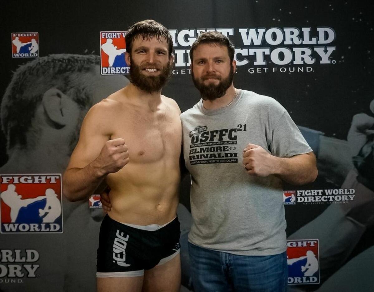 Brothers Jordan and Joseph Rinaldi mug for the camera after Jordan won a fight in 2015.
