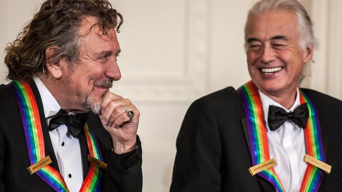 Robert Plant, left, and Jimmy Page of Led Zeppelin received The Kennedy Center Honors in 2012 for their lifetime contributions to American culture through the performing arts. The two are credited with composing “Stairway to Heaven.”