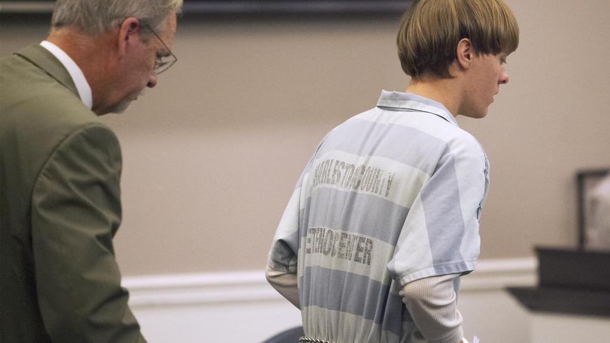 
Dylann Roof enters a court hearing in Charleston, S.C., on Thursday, July 16, 2015. 
