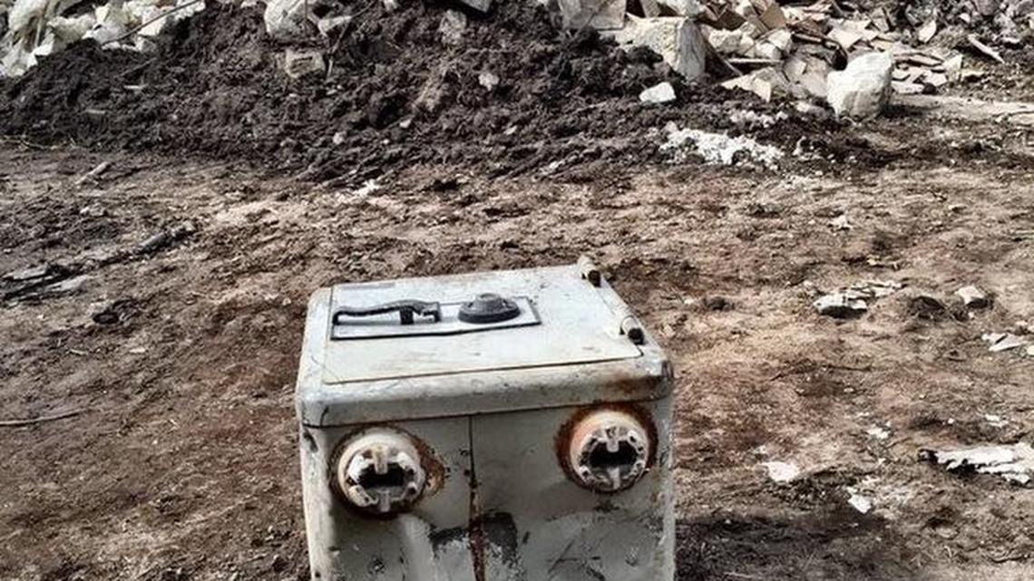 This safe was found at the demolished home of drug lord Pablo Escobar on Monday.