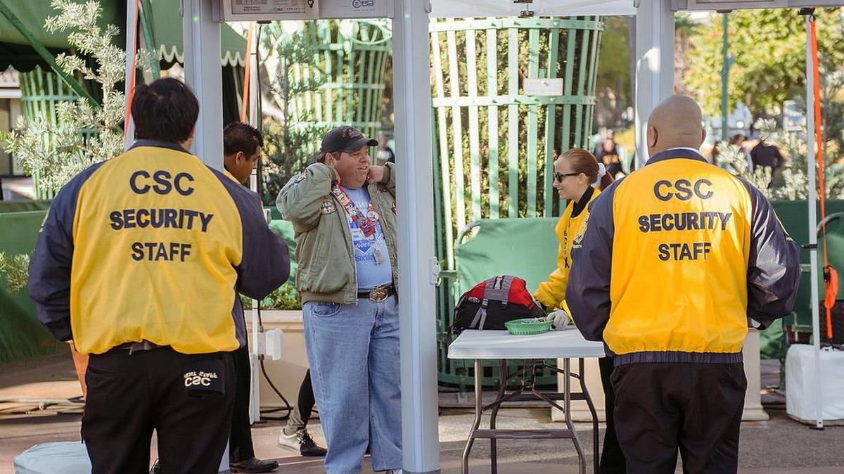 A customer is randomly screened Thursday at Disneyland in Anaheim, Calif.