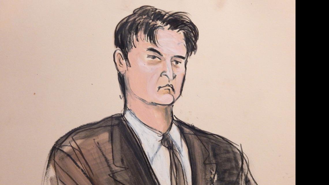 
This courtroom sketch shows defendant Ross William Ulbricht as the deputy recites the word “guilty” multiple times during Ubricht’s trial in New York on Feb. 4. Ulbricht is set to be sentenced Friday.
