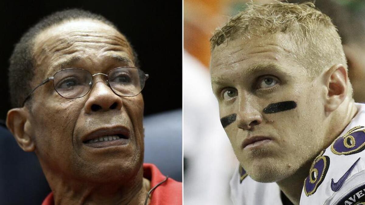 At left, in a Jan. 30, 2016 file photo, is Baseball Hall of Famer Rod Carew. At right, in a Sept. 3, 2015 file photo, is former Baltimore Ravens tight end Konrad Reuland.