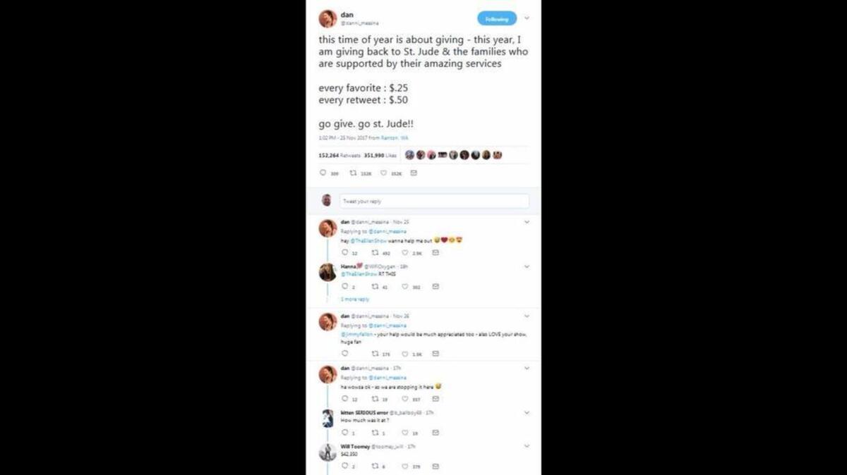 An effort to give something back by Danni Messina, 19, a Washington college student, got out of hand when her donation pledge on Twitter went viral.