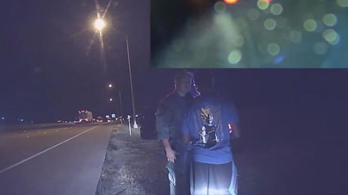 Phillip Turner, right, questions DPS Trooper David Granado after pulling him over on I-35 in Jarrell in Williamson County.