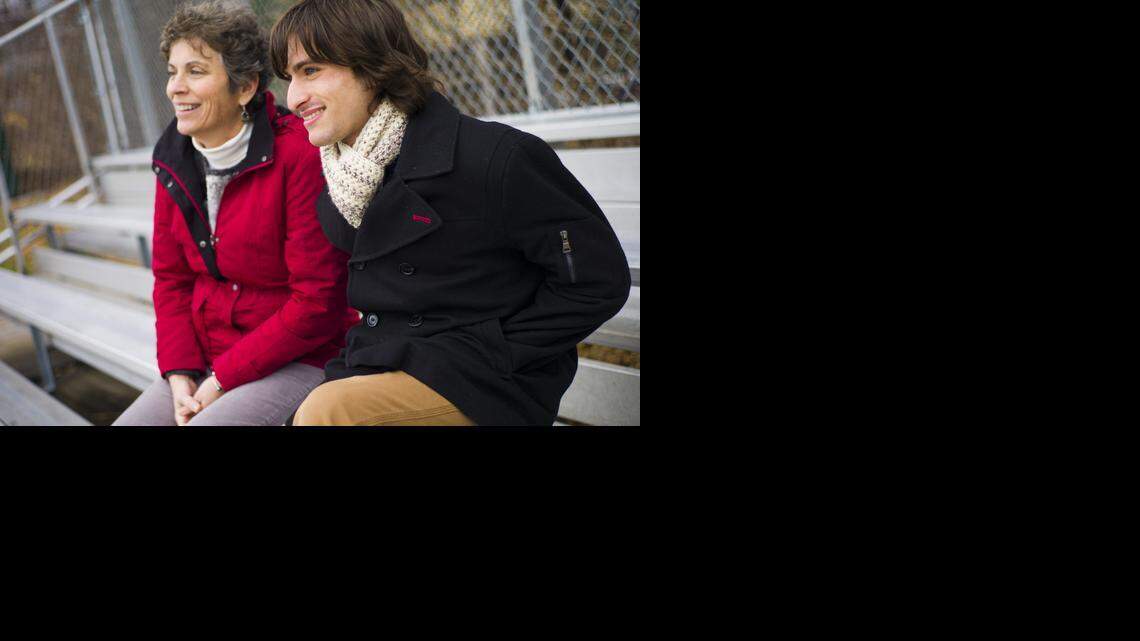 
Amy Mesirow and her son, Ben, pose for a portrait in Somerville, Mass. Amy credits the television show “Modern Family” with easing her worries about Ben’s sexual orientation.
