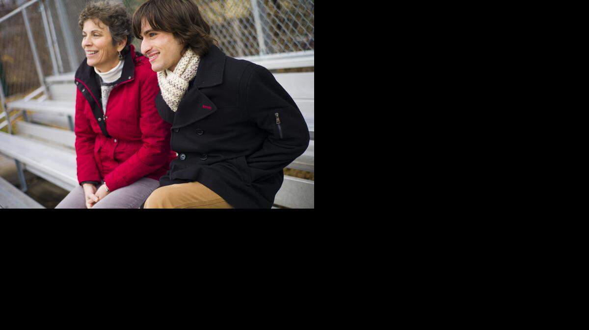 
Amy Mesirow and her son, Ben, pose for a portrait in Somerville, Mass. Amy credits the television show “Modern Family” with easing her worries about Ben’s sexual orientation.

