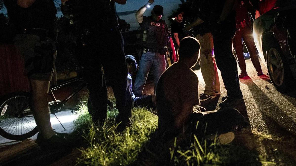 Northern Virginia Gang Task Force officers partner with Immigration and Customs Enforcement officers to arrest several alleged MS-13 gang members in Manassas, Va., in August 2017.