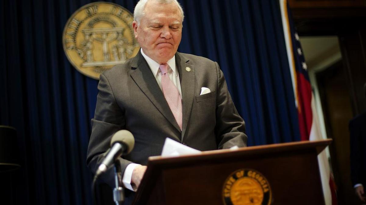 Georgia Gov. Nathan Deal announces he has vetoed legislation allowing clergy to refuse performing gay marriage and protecting people who refuse to attend the ceremonies Monday, March 28, 2016, in Atlanta. The Republican rejected the bill on Monday, saying, “I have examined the protections that this bill proposes to provide to the faith-based community and I can find no examples of any of those circumstances occurring in our state.”