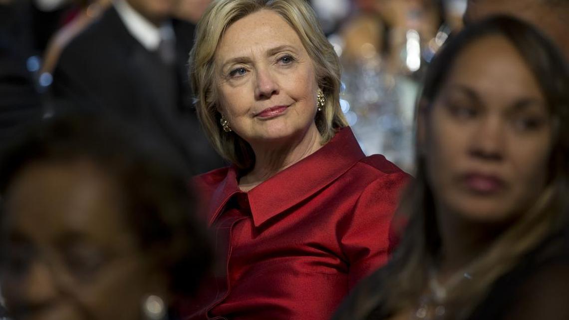 
Hillary Clinton attends the Congressional Black Caucus Foundation’s 45th Annual Legislative Conference Phoenix Awards Dinner at the Walter E. Washington Convention Center in Washington on Saturday, Sept. 19, 2015.
