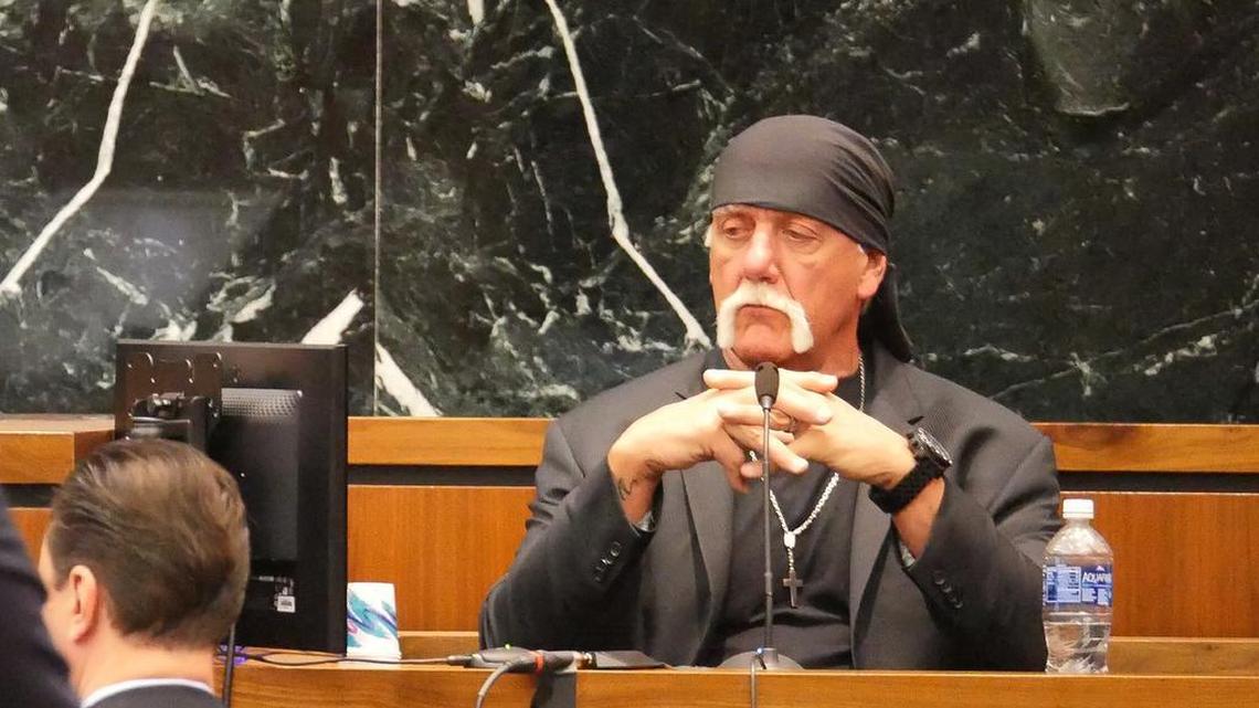 Terry Bollea, known as professional wrestler Hulk Hogan, listens while testifying in his case against the news website Gawker at the Pinellas County Courthouse in St. Petersburg, Fla., Monday, March 7, 2016. Hogan is suing Gawker for $100 million for publishing a video of him having sex with his best friend’s wife.