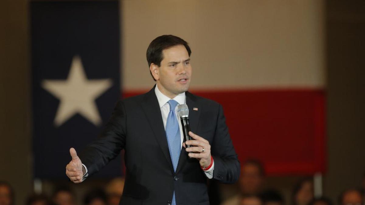 Marco Rubio campaigns in Dallas at the Westin Dallas Park Central Hotel on Wednesday.