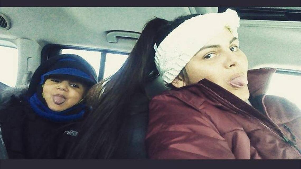 Heather Meadows playing around with her son, in a Facebook photo.