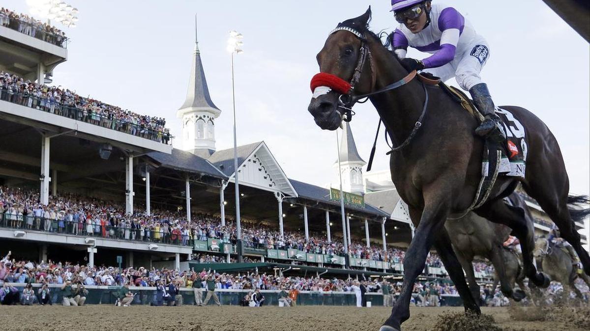 Mario Guitierrez rides Nyquist to victory during the 142nd running of the Kentucky Derby horse race at Churchill Downs Saturday in Louisville, Ky.