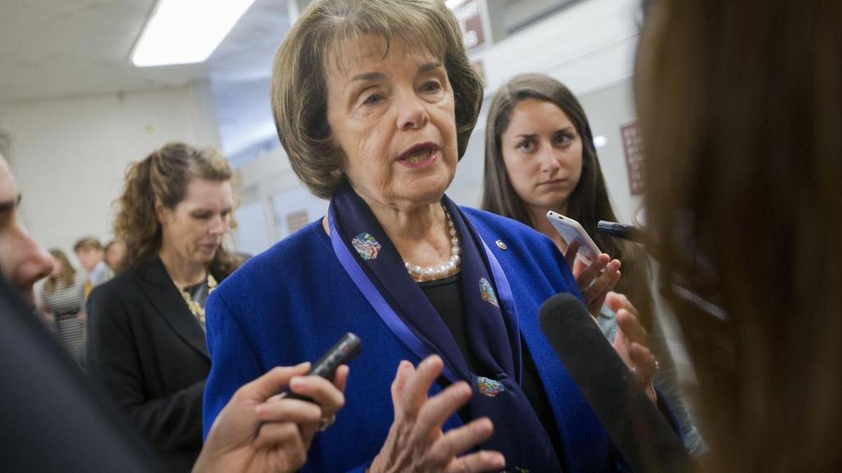 Sen. Dianne Feinstein, D-Calif. speaks with reporters on Capitol Hill in Washington on Tuesday, June 2, 2015.