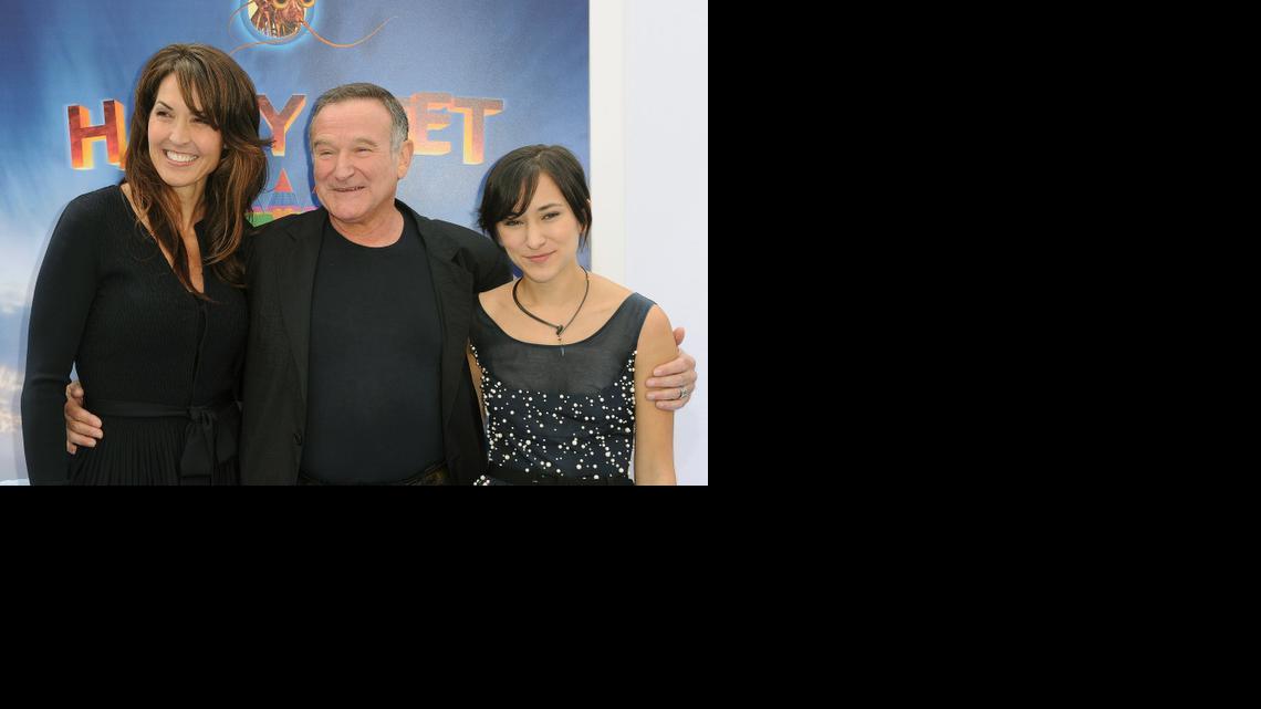 
In this Nov. 13, 2011 file photo, Susan Schneider, from left, Robin Williams, and Zelda Williams arrive at the premiere of "Happy Feet Two" at Grauman's Chinese Theater, in Los Angeles. 
