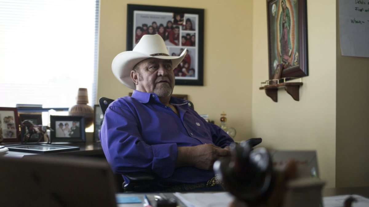 Jesus “Chuy” Medrano, owner of CoCal Landscape, in his office in Denver.