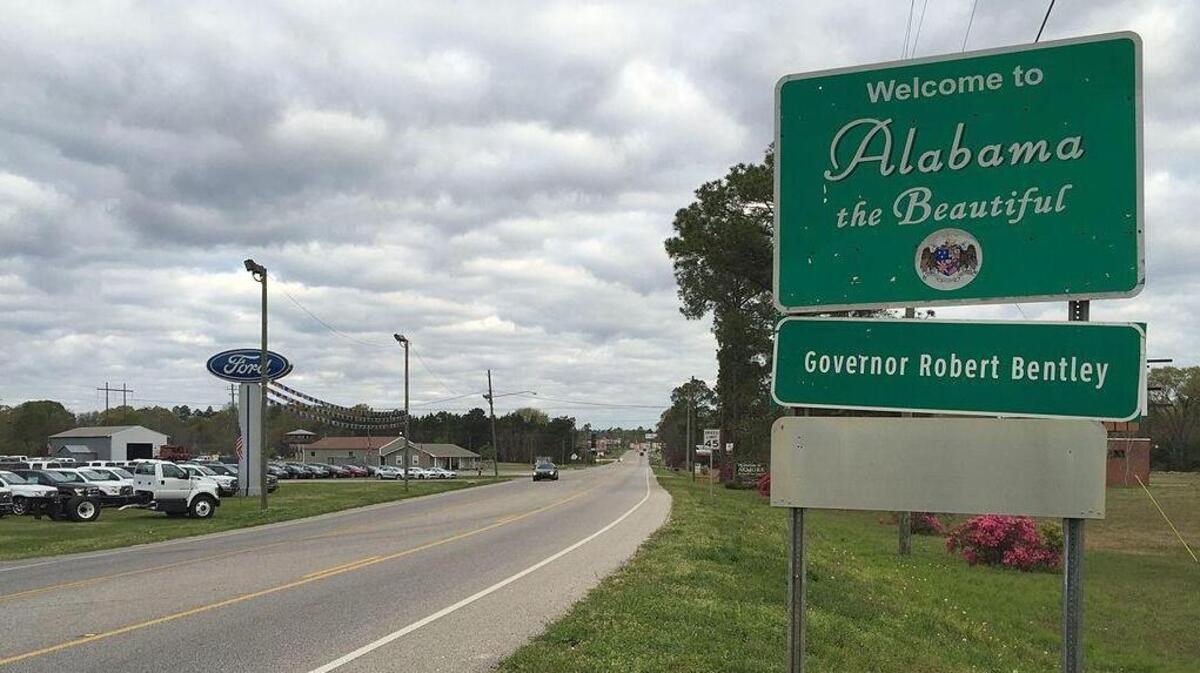 A 2016 photo shows a welcome sign into Alabama. A loud, unexplained booming noise was heard across the state Tuesday afternoon.