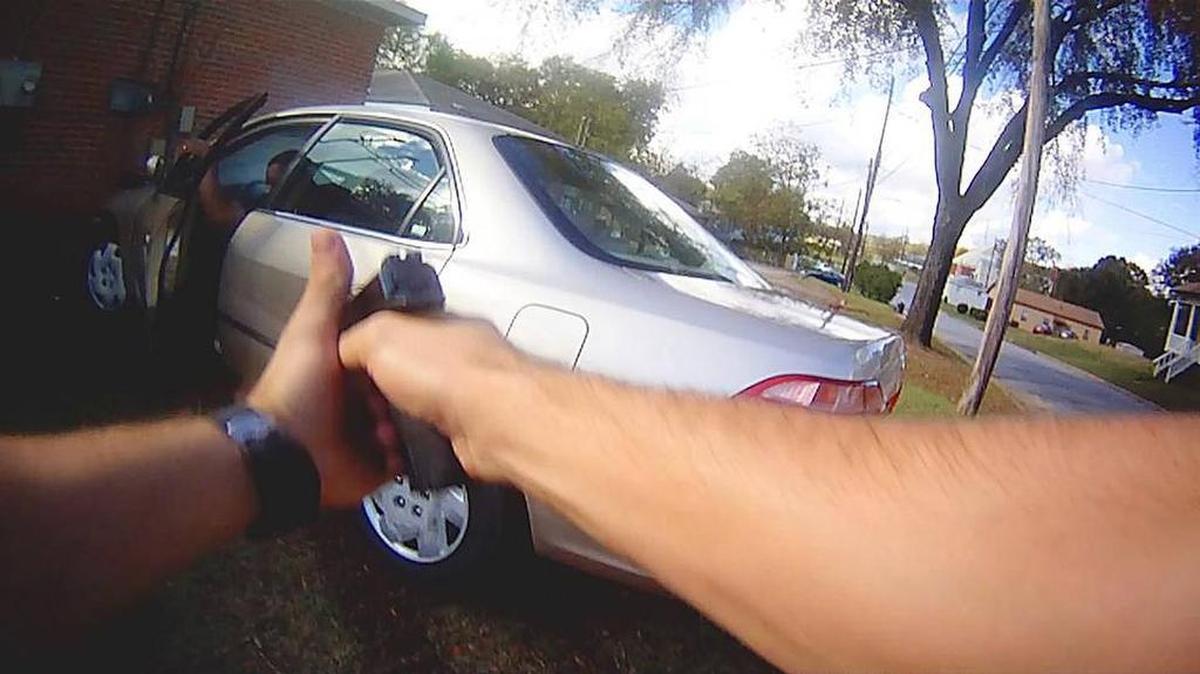 Columbus Police DepartmentThis still shot from a video taken with a police body camera shows the officer-involved shooting Tuesday morning in Columbus.
