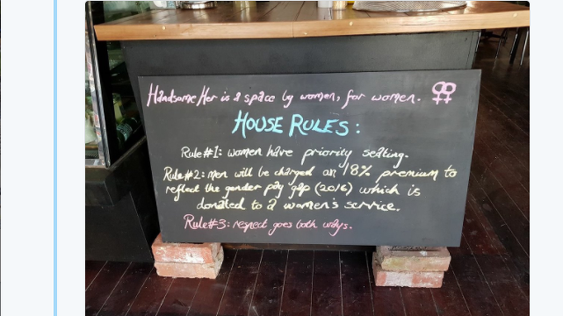 A vegan cafe is attempting to raise awareness to gender pay gaps by introducing an 18 percent “man tax”