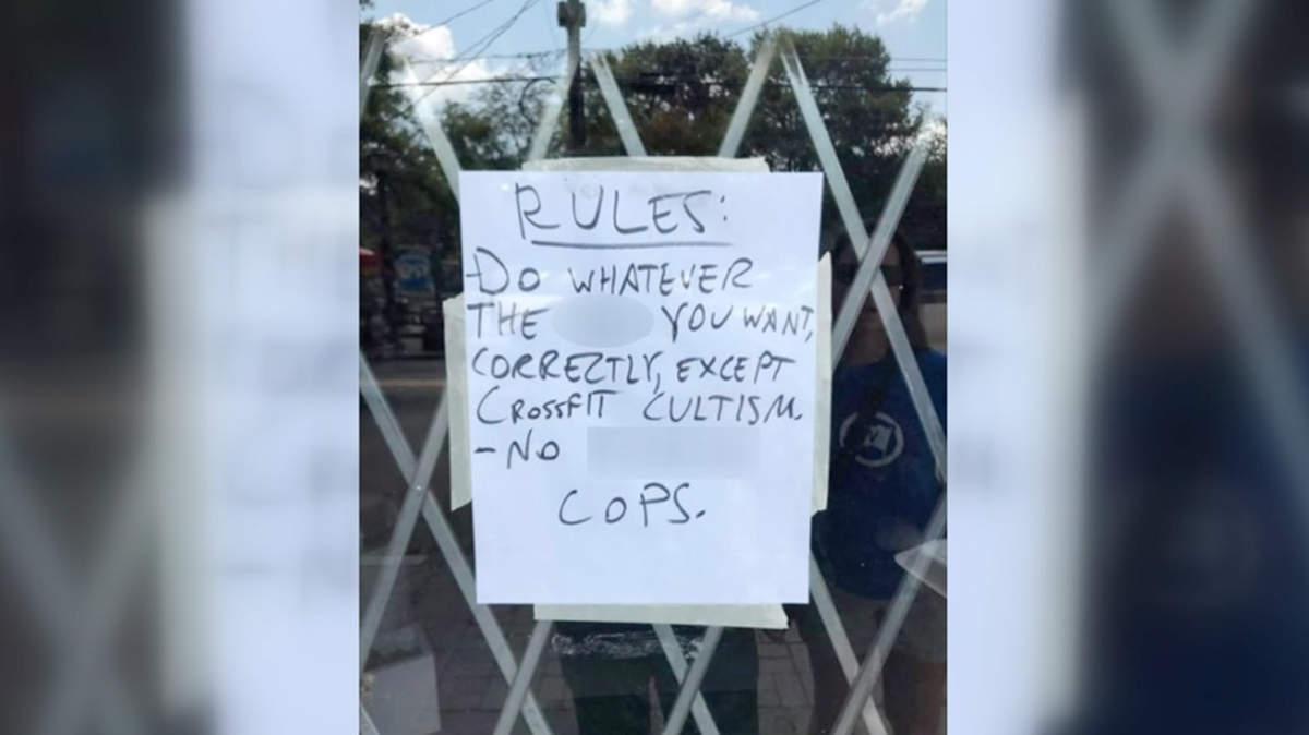 The owner of a gym in Atlanta put this sign outside his establishment.