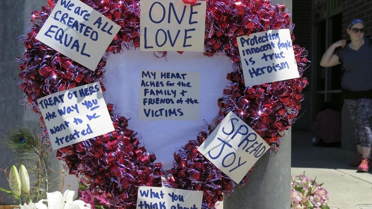 One of the memorials to the men killed in Portland.
