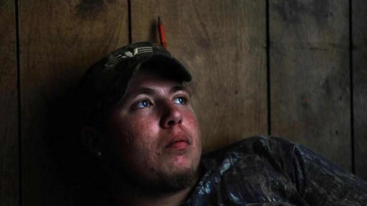 
Joey Meek in the trailer that his mom, Kim Konzny, and his two brothers sometimes shared with Dylann Roof.
