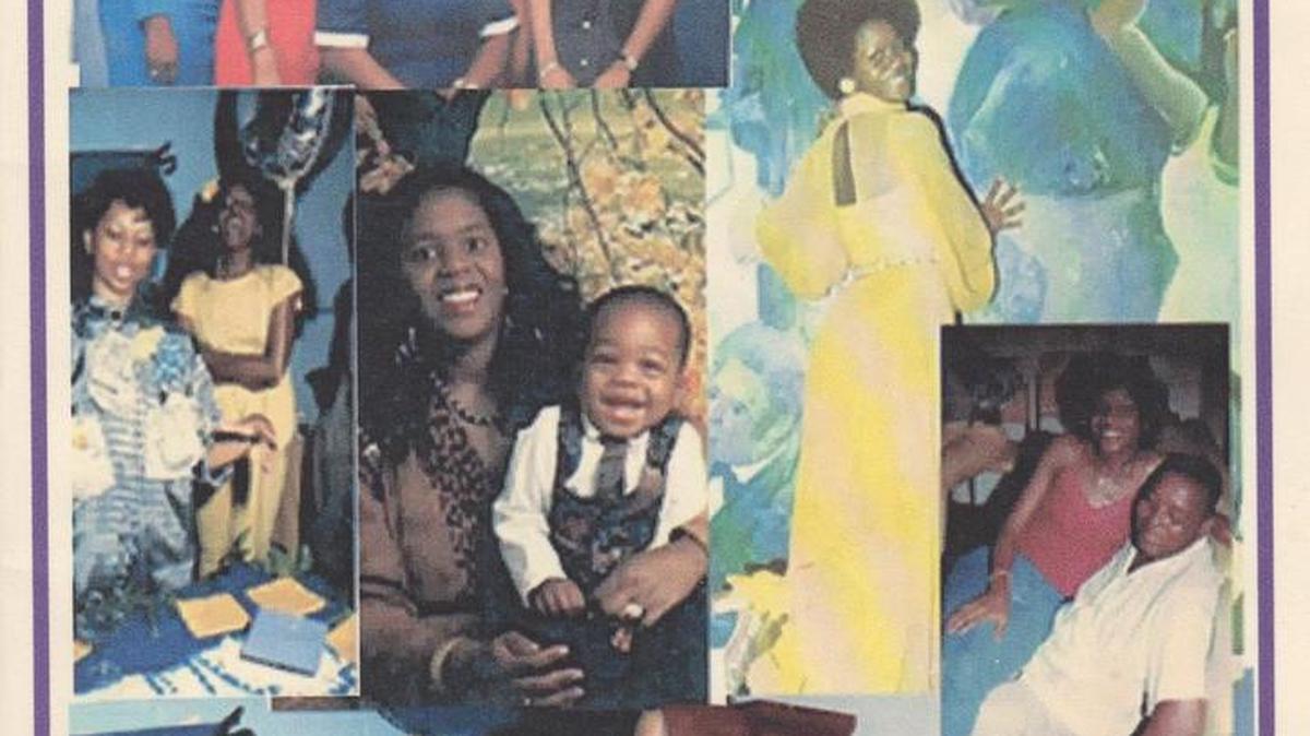 
Collage from the rear cover of the funeral program for Gladys Marie Dupor, who died in her Lower Ninth Ward house after Hurricane Katrina. At top from left: Dupor, far left, poses with her sisters Shirley D. Carriere, Martha Irving, Cheryl Winfrey, Mary Albert and Angela Moses; Dupor poses between her uncle Lloyd Washington Jr. and her mother, Maude Dupor, during her graduation from Walter L. Cohen High School in New Orleans. Middle, from left: Dupor’s niece Schwan Sceau appears at a party with Dupor; Dupor holds her son, Wilborn Nobles, when he was a baby; Dupor poses as Miss Sophomore during her homecoming at Southern University at New Orleans; Dupor poses with her grandfather Lloyd Washington Sr. Bottom, from left: Dupor appears with Sceau and poses at her mother’s house.

