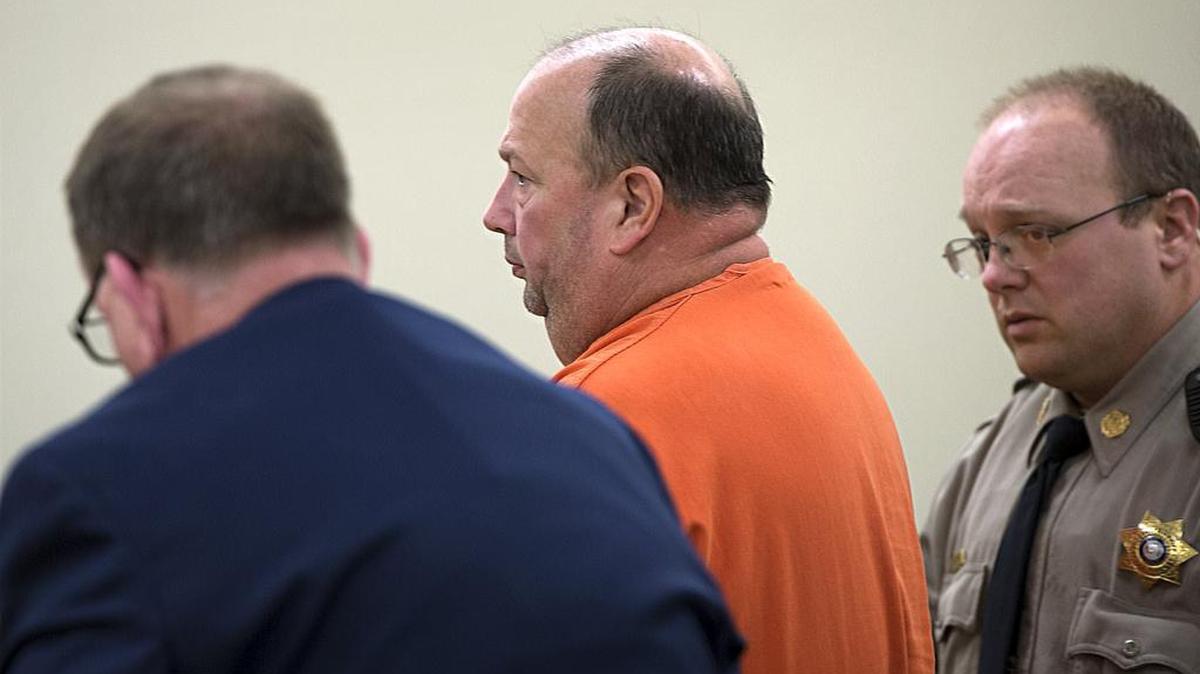 Darren L. Paden (center) of Dearborn was sentenced to two consecutive 25-year terms for first-degree statutory sodomy on Friday in Platte County Circuit Court in Platte City.
