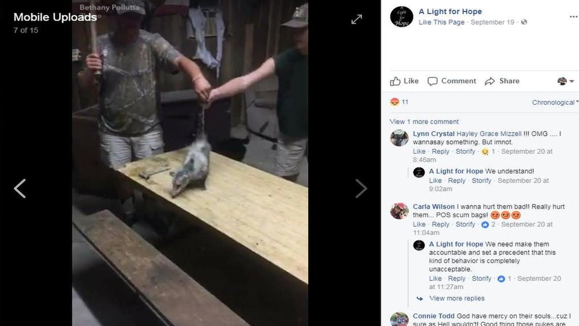 Disturbing photos posted from screenshots of a Snapchat video show an opossum being abused