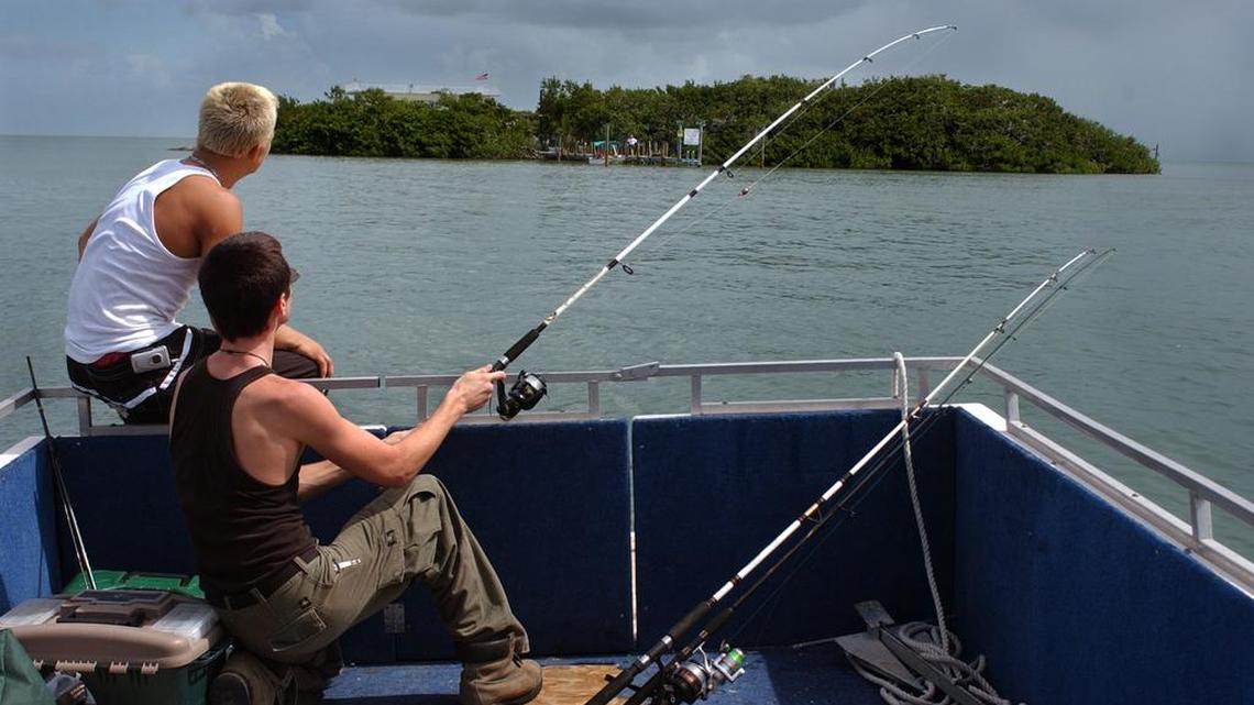 Boaters look toward Fanny Key near Marathon.