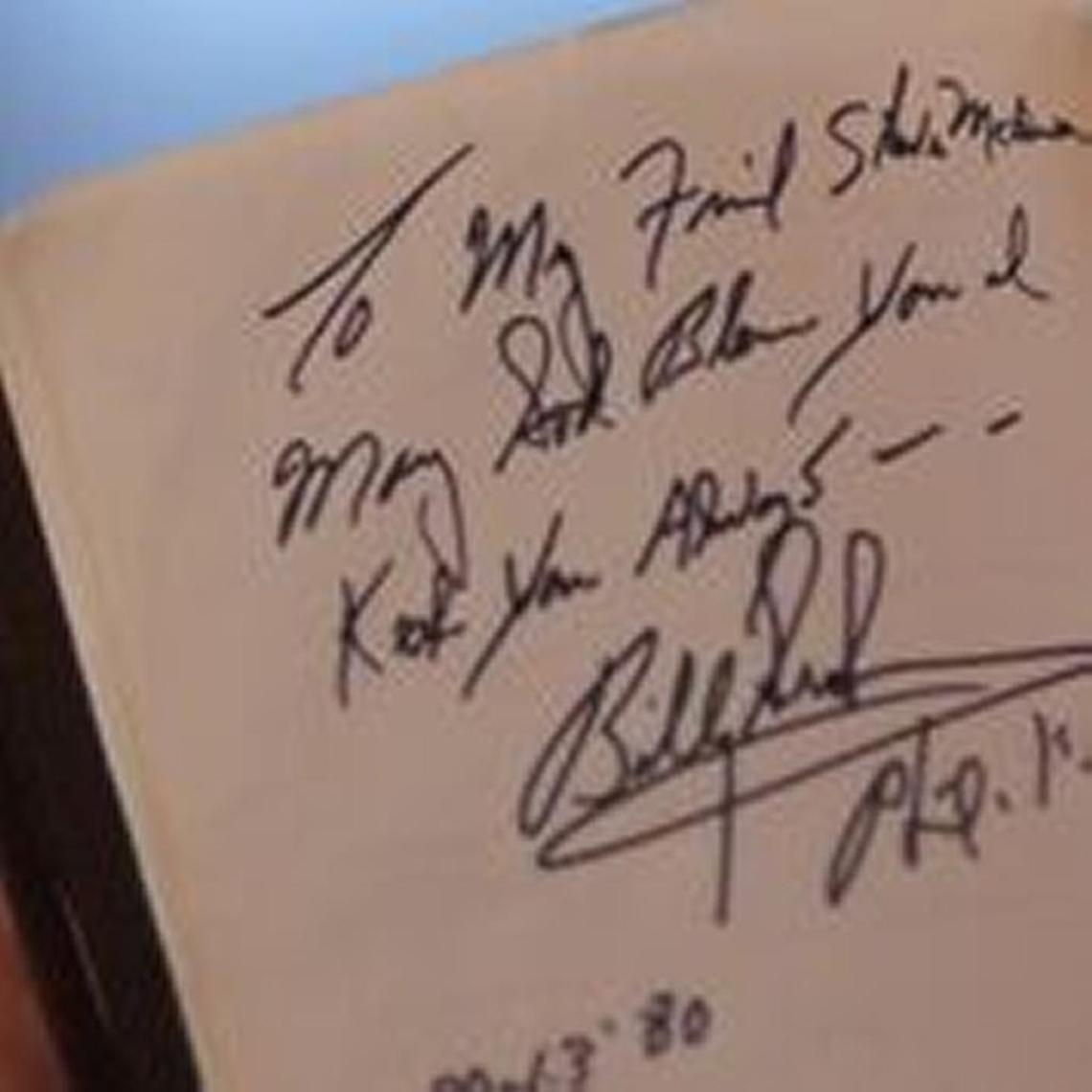 From the film, “American Icon,” a shot of the prayerful note Billy Graham wrote in the Bible he gave actor Steve McQueen.
