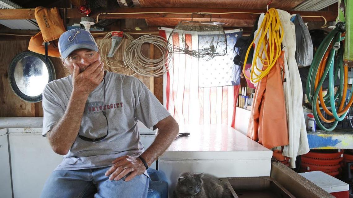 Tangier Island Mayor James “Ooker” Eskridge talks about waterman Ed Charnock in his crab shanty during an interview May 17, 2017, in Tangier, Va. “When we’re leaving the harbor or coming in, everybody looks over to where Ed’s boat was always tied up in his slip,” Eskridge said. “And it’s empty now. It’s just an awful feeling, a sad feeling when you go by there.”