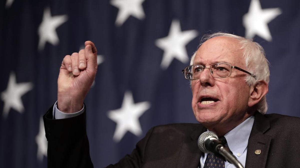 
Democratic presidential candidate Sen. Bernie Sanders speaks at the Iowa Democratic Wing Ding in Clear Lake, Iowa, Friday night.
