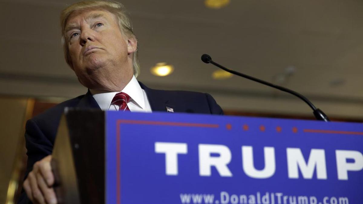 
Republican presidential candidate Donald Trump listens to a question at a news conference at Trump Tower, in New York, Sept. 3, 2015. 
