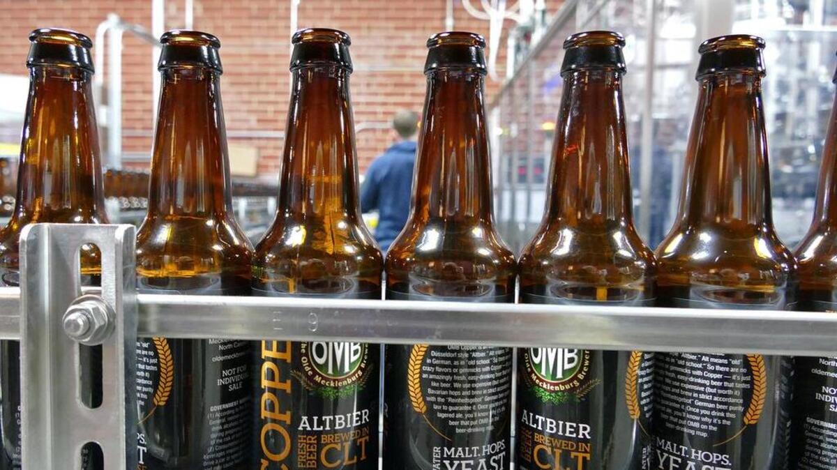 The bottle line at The Olde Mecklenburg Brewery on Yancey Road in Charlotte.All brown!