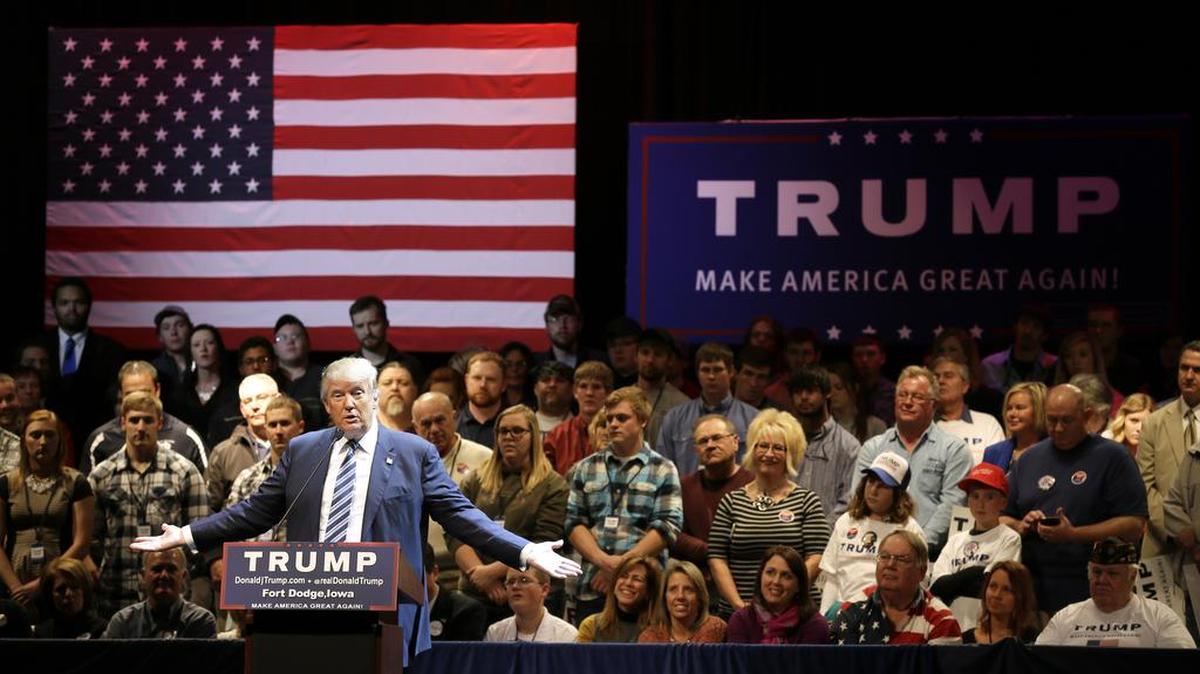 Republican presidential candidate Donald Trump speaks during a rally at Iowa Central Community College, on Nov. 12, 2015, in Fort Dodge, Iowa.