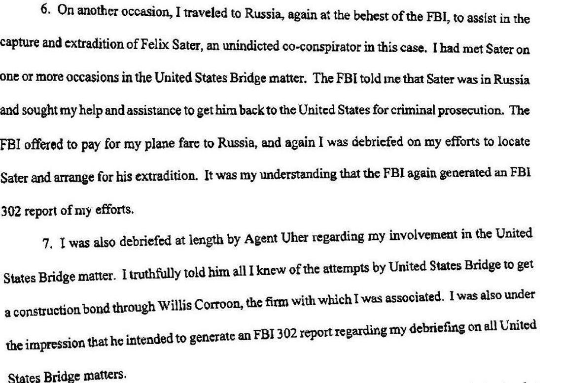 This snipped section of a 2000 court deposition of then-informant Lawrence Ray shows how FBI agent Gary Uher worked to bring Felix Sater back from Russia. Almost 20 years later they both were in Donald Trump’s orbit.