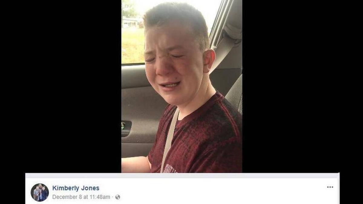 The video took on a life of its own. Dozens, then hundreds, then thousands of people shared Keaton Jones' post on Facebook, leading to more than 15 million views in the span of two days. Kimberly Jones Facebook
