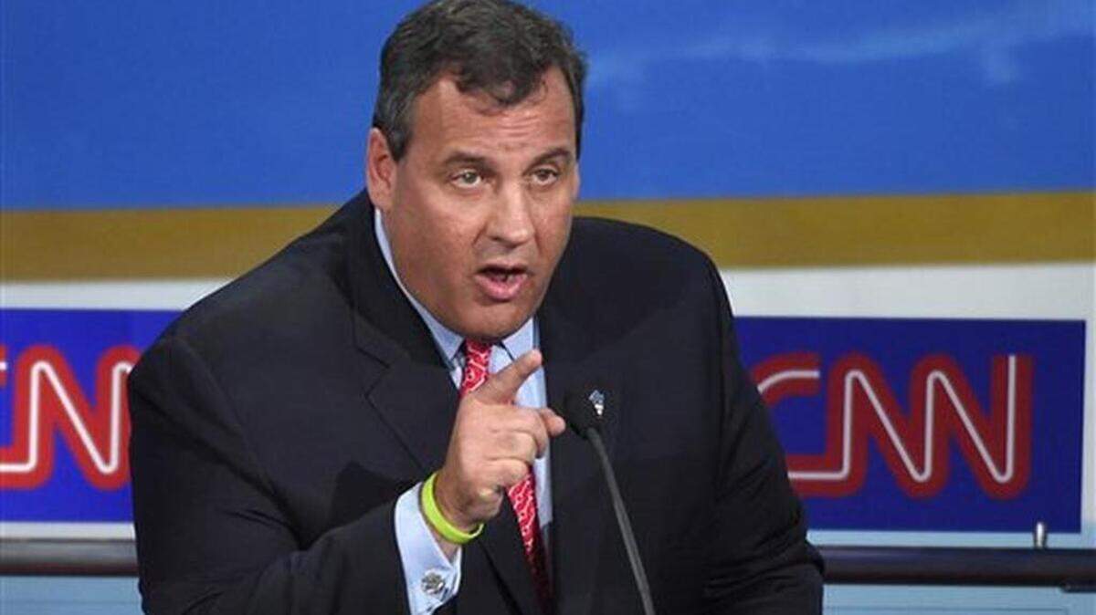 Republican presidential candidate, New Jersey Gov. Chris Christie speaks during the CNN Republican presidential debate at the Ronald Reagan Presidential Library and Museum on Wednesday, Sept. 16, 2015, in Simi Valley, Calif.