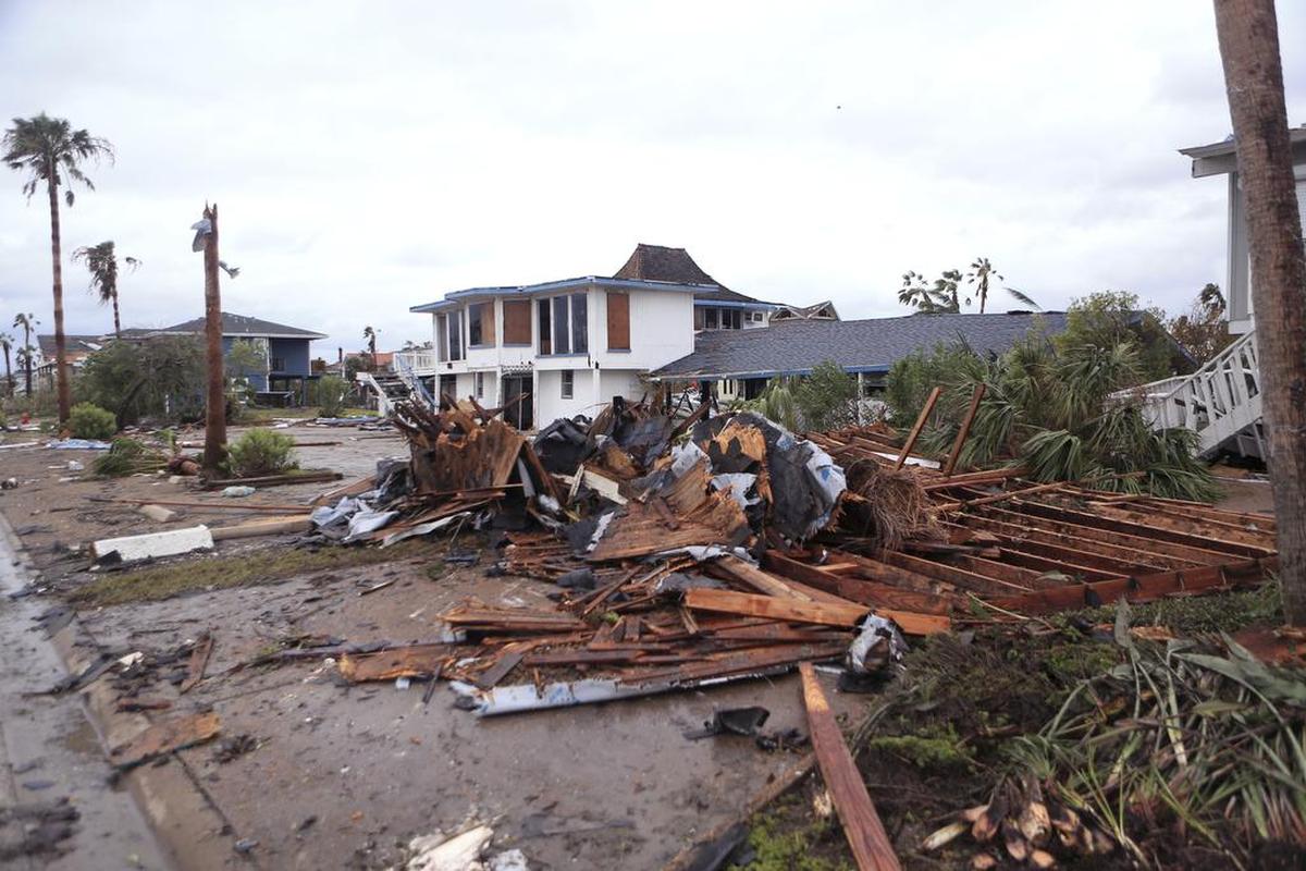There can be dangerous shards of metal, glass and wood in hurricane debris.