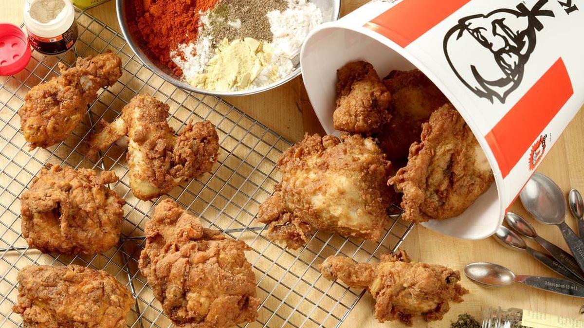 KFC says the original recipe from 1940, handwritten by Colonel Harland Sanders, is locked up in a digital safe that’s encased in two feet of concrete and monitored 24 hours a day.