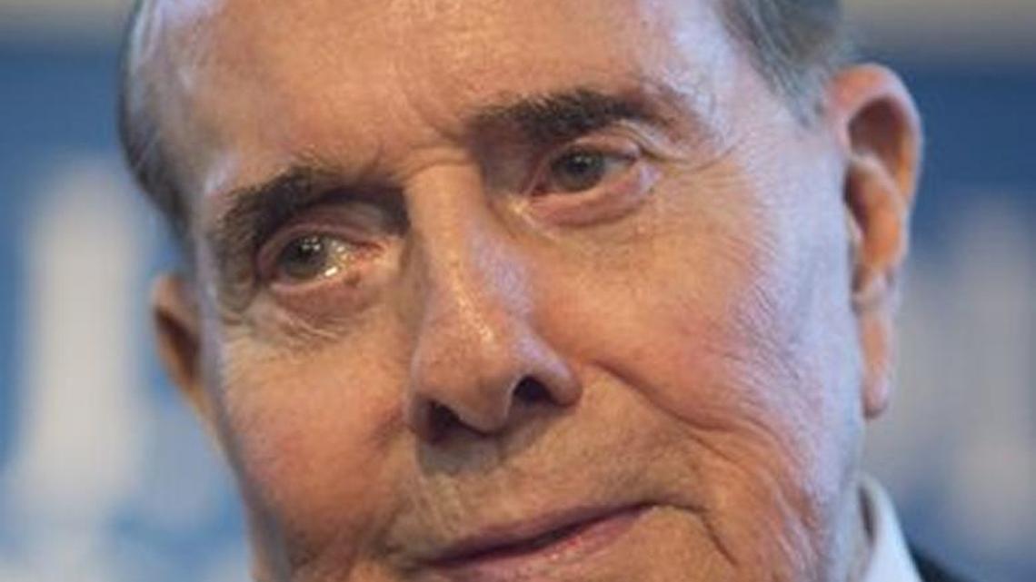 Former Sen. Bob Dole, R-Kan., in April 2014 at the Dole Institute at the University of Kansas in Lawrence.