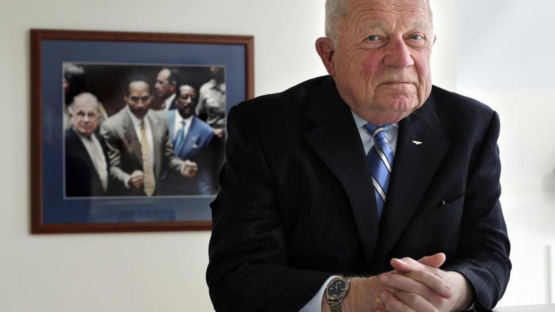 Famed defense attorney F. Lee Bailey poses in his office May 22, 2014, in Yarmouth, Maine.