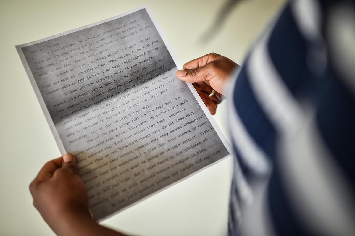 Stacy Nelson, now 22, was assigned to write a letter to a former neo-Nazi in a criminal justice class at George Mason University - an assignment that made her uneasy. Her grandparents had been attacked by the Ku Klux Klan.