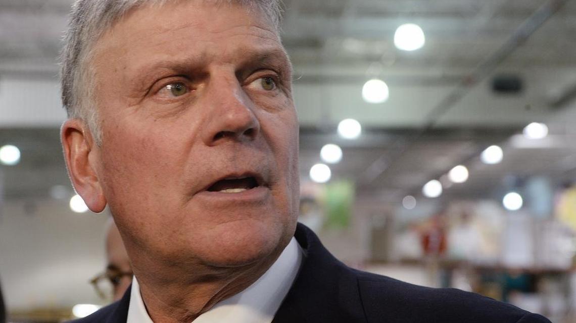 Franklin Graham, writing on Facebook on Wednesday morning, sided with Donald Trump on banning Muslims from entering the United States. Graham noted that other Republicans -- including House Speaker Paul Ryan -- are condemning Trump's plan, and wrote that "politicians in Washington seem totally disconnected with reality.